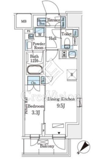 パークアクシス横浜伊勢佐木町通り　810号室　間取り