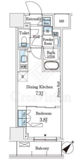 パークアクシス横浜伊勢佐木町通り　814号室　間取り