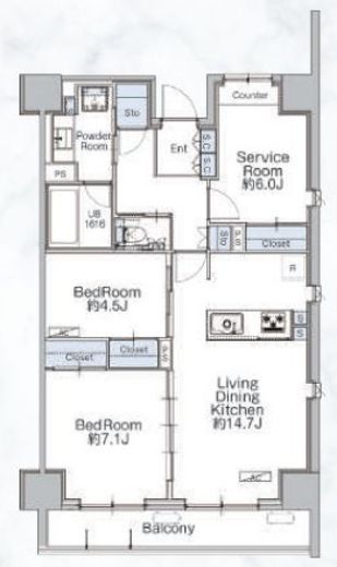 クラシアム神奈川台場　106号室　間取り