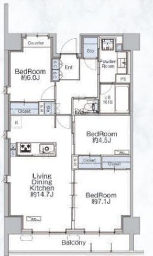 クラシアム神奈川台場　206号室　間取り