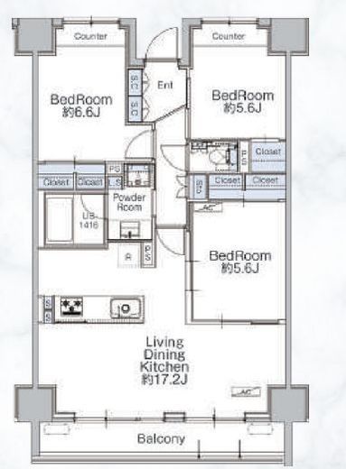 クラシアム神奈川台場　211号室　間取り