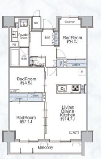 クラシアム神奈川台場　307号室　間取り