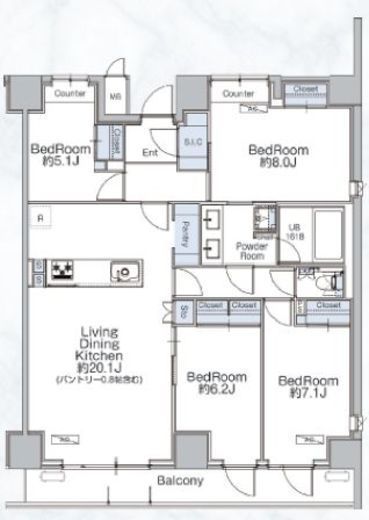 クラシアム神奈川台場　501号室　間取り