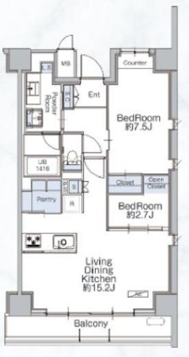 クラシアム神奈川台場　518号室　間取り