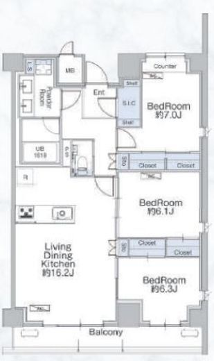 クラシアム神奈川台場　601号室　間取り