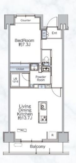 クラシアム神奈川台場　702号室　間取り