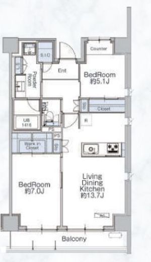 クラシアム神奈川台場　714号室　間取り
