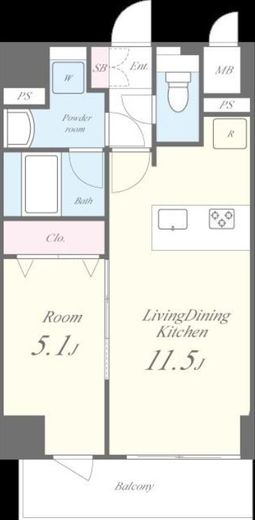 Villa Douceur (ヴィラドゥスール)　401号室　間取り