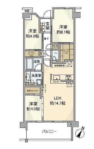 プライム横浜岸谷　1F1号室　間取り
