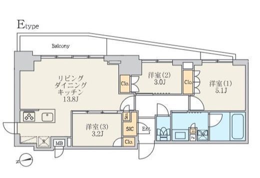 クレストコート北千住レジデンス　1005号室　間取り