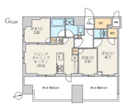 クレストコート北千住レジデンス　1101号室　間取り
