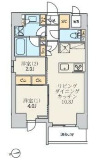 クレストコート北千住レジデンス　401号室　間取り