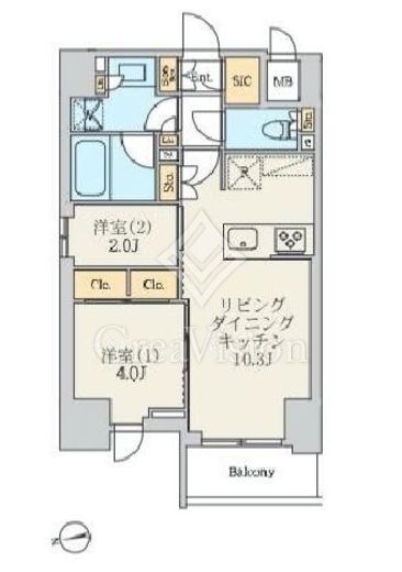 クレストコート北千住レジデンス　1001号室　間取り