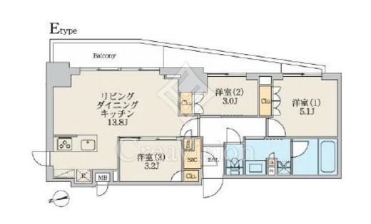 クレストコート北千住レジデンス　305号室　間取り