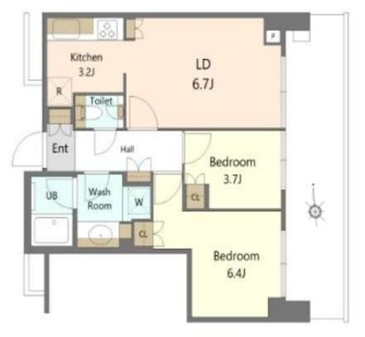 大崎ステーションレジデンス　15F1号室　間取り