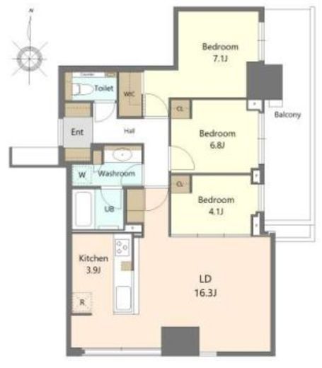 大崎ステーションレジデンス　29F1号室　間取り