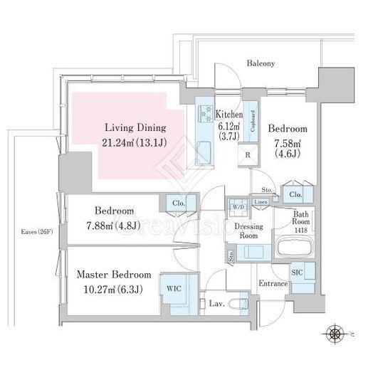 大崎ステーションレジデンス　2705号室　間取り