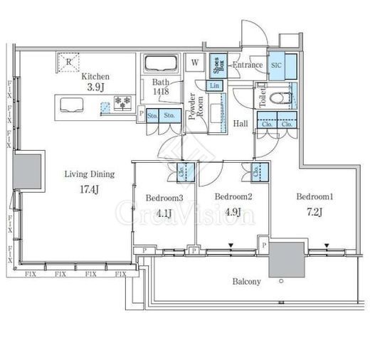 大崎ステーションレジデンス　3001号室　間取り