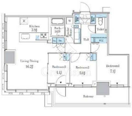 大崎ステーションレジデンス　3007号室　間取り