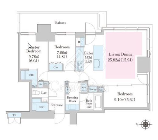大崎ステーションレジデンス　3306号室　間取り