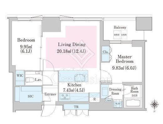 大崎ステーションレジデンス　3505号室　間取り
