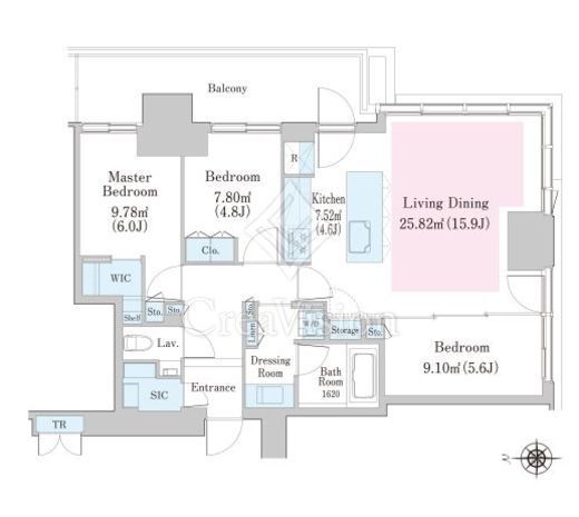大崎ステーションレジデンス　3106号室　間取り