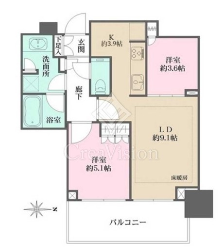 大崎ステーションレジデンス　3008号室　間取り