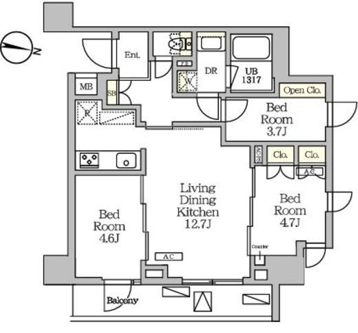 NOGATARESIDENCE　209号室　間取り