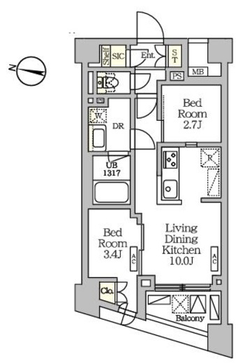 NOGATARESIDENCE　303号室　間取り