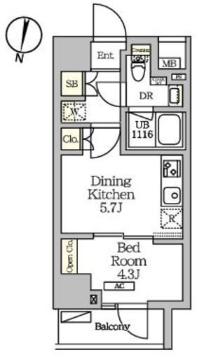 NOGATARESIDENCE　306号室　間取り