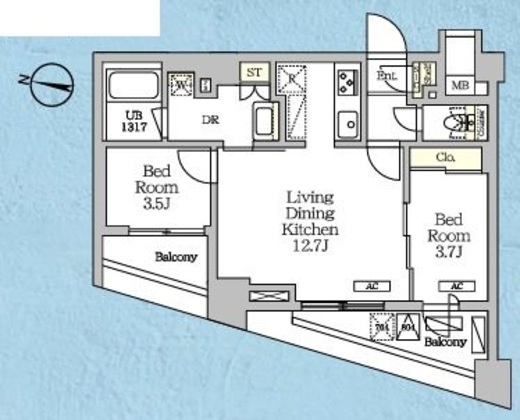 NOGATARESIDENCE　704号室　間取り