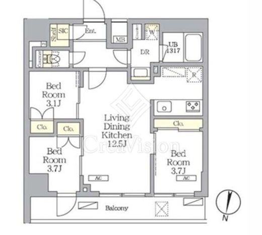 ＮＯＧＡＴＡ　ＲＥＳＩＤＥＮＣＥ　307号室　間取り