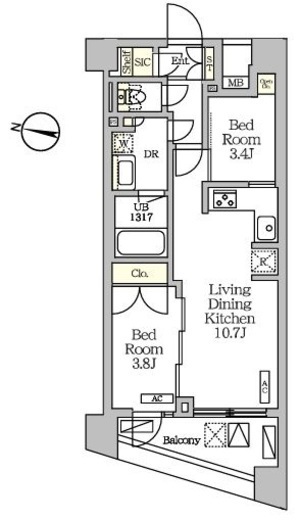 NOGATARESIDENCE　502号室　間取り