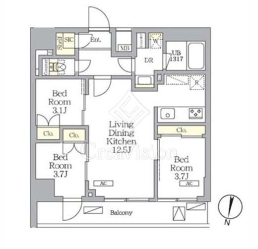 ＮＯＧＡＴＡ　ＲＥＳＩＤＥＮＣＥ　207号室　間取り