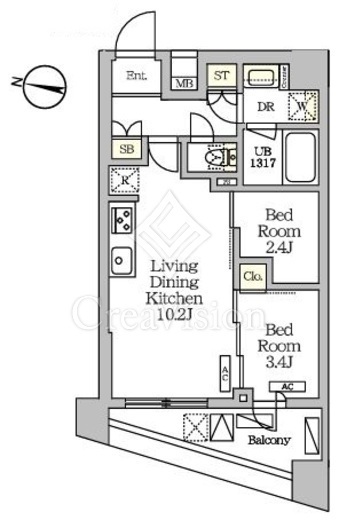 ＮＯＧＡＴＡ　ＲＥＳＩＤＥＮＣＥ　201号室　間取り