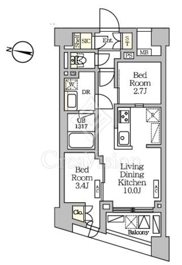 ＮＯＧＡＴＡ　ＲＥＳＩＤＥＮＣＥ　203号室　間取り