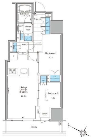 ルフォンプログレ北新宿　1202号室　間取り