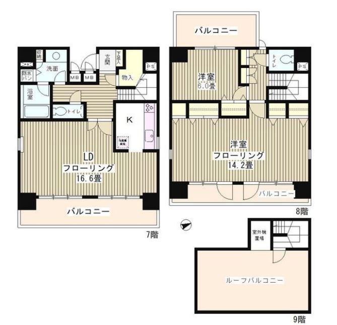 テラス麻布十番　701号室　間取り