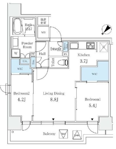 サンライズ茅場町　1004号室　間取り