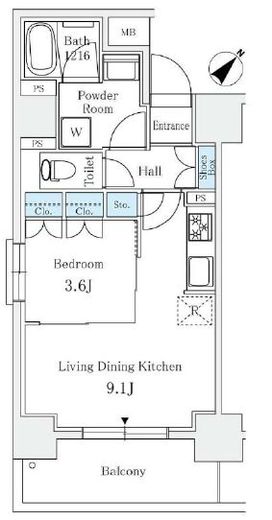 サンライズ茅場町　1101号室　間取り