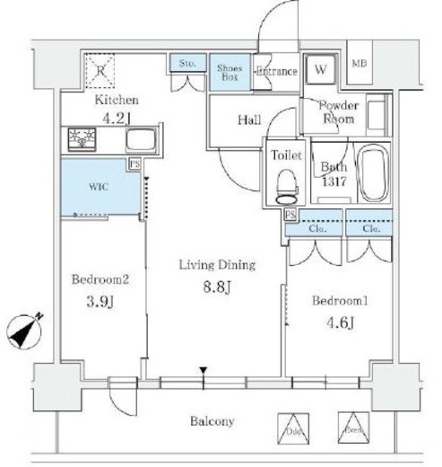 サンライズ茅場町　802号室　間取り