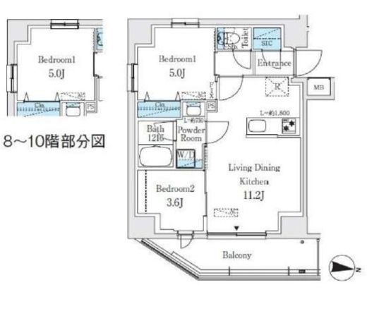 プライムブリス品川中延　601号室　間取り