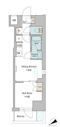 ブリリアイスト門前仲町　401号室　間取り