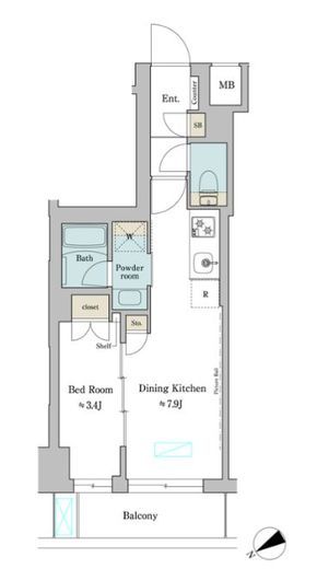 ブリリアイスト門前仲町　402号室　間取り