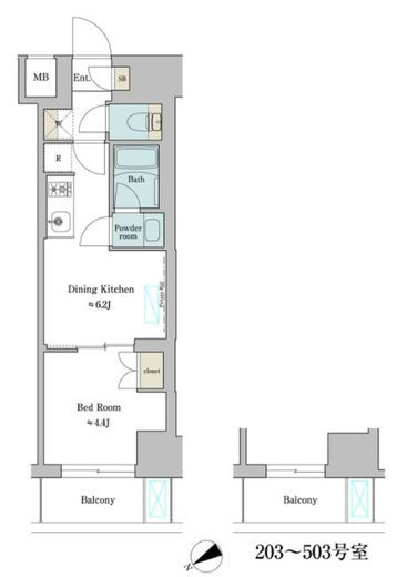 ブリリアイスト門前仲町　403号室　間取り