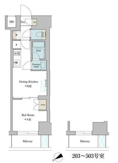 ブリリアイスト門前仲町　404号室　間取り