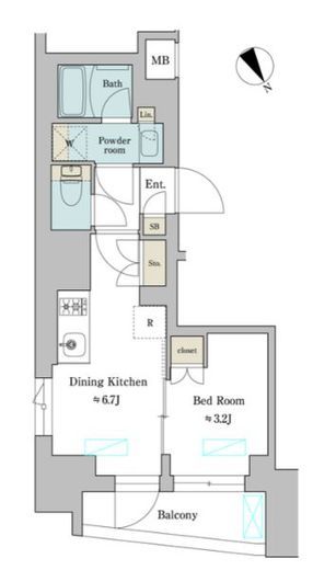 ブリリアイスト門前仲町　408号室　間取り