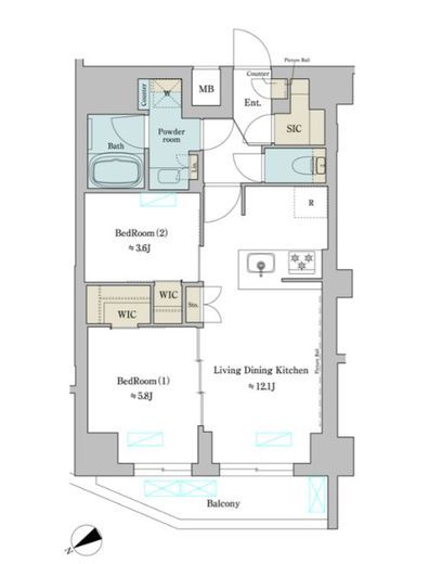 ブリリアイスト門前仲町　702号室　間取り