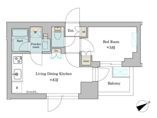ブリリアイスト門前仲町　704号室　間取り
