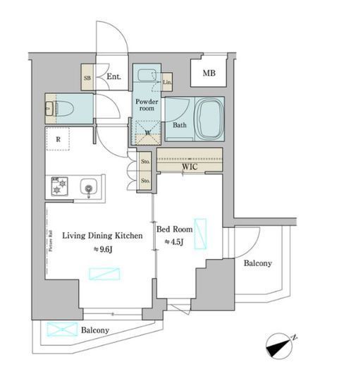 ブリリアイスト門前仲町　705号室　間取り